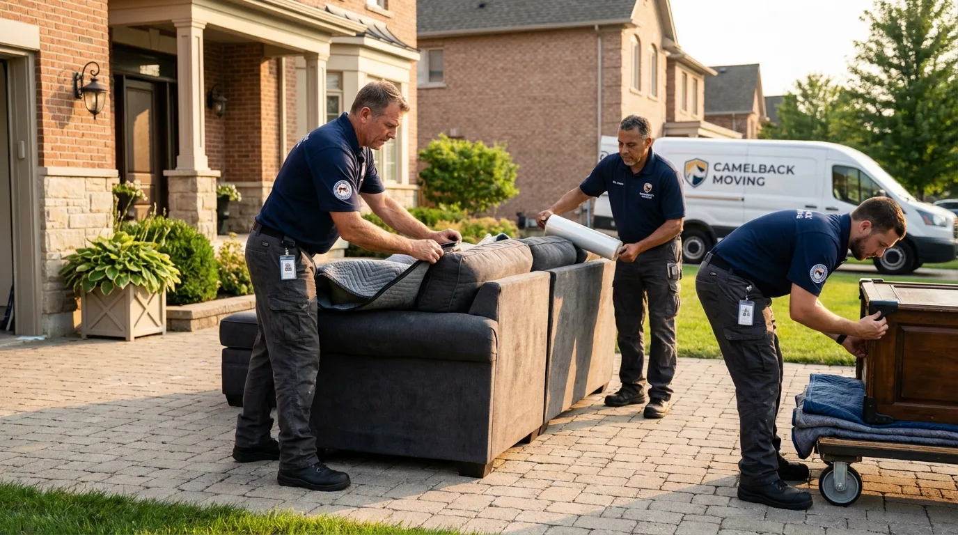 Large estate moving crew wrapping furniture in Montpelier, VT